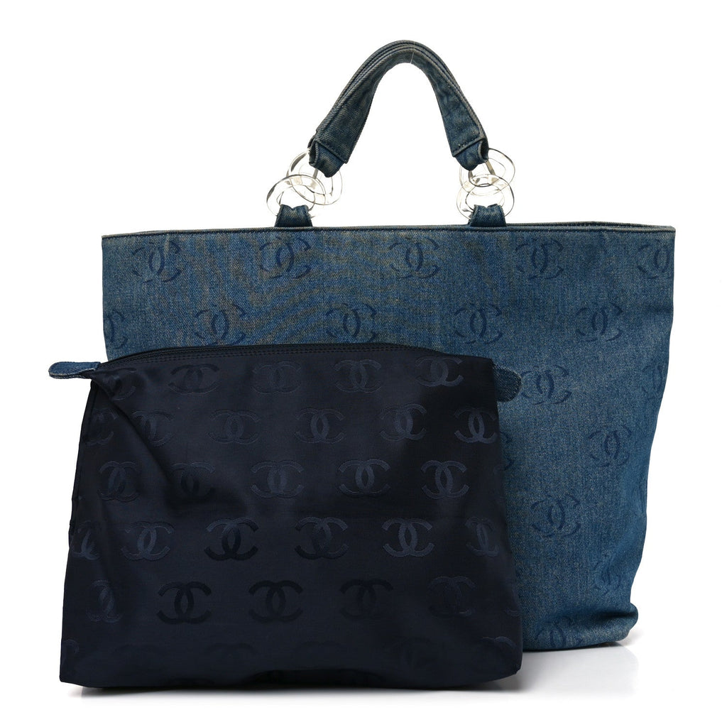 Chanel Denim Large CC Tote Dark Navy Blue