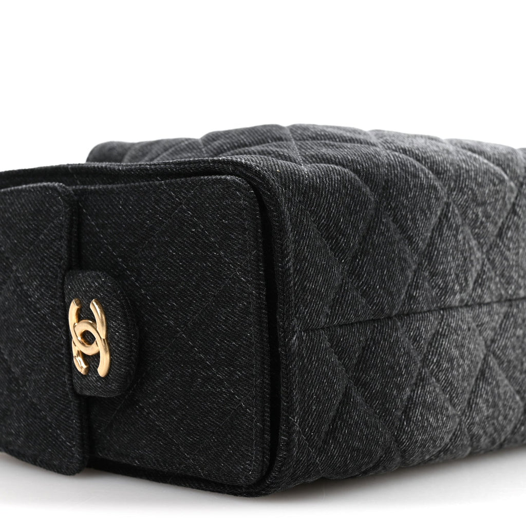 Chanel Washed Denim Quilted Mini Chanel 25 Handbag Black