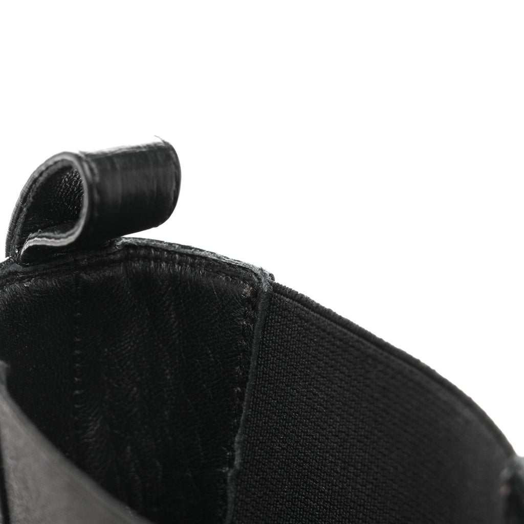 Crumpled Calfskin Patent Cap Toe Short Boots 39.5 Black