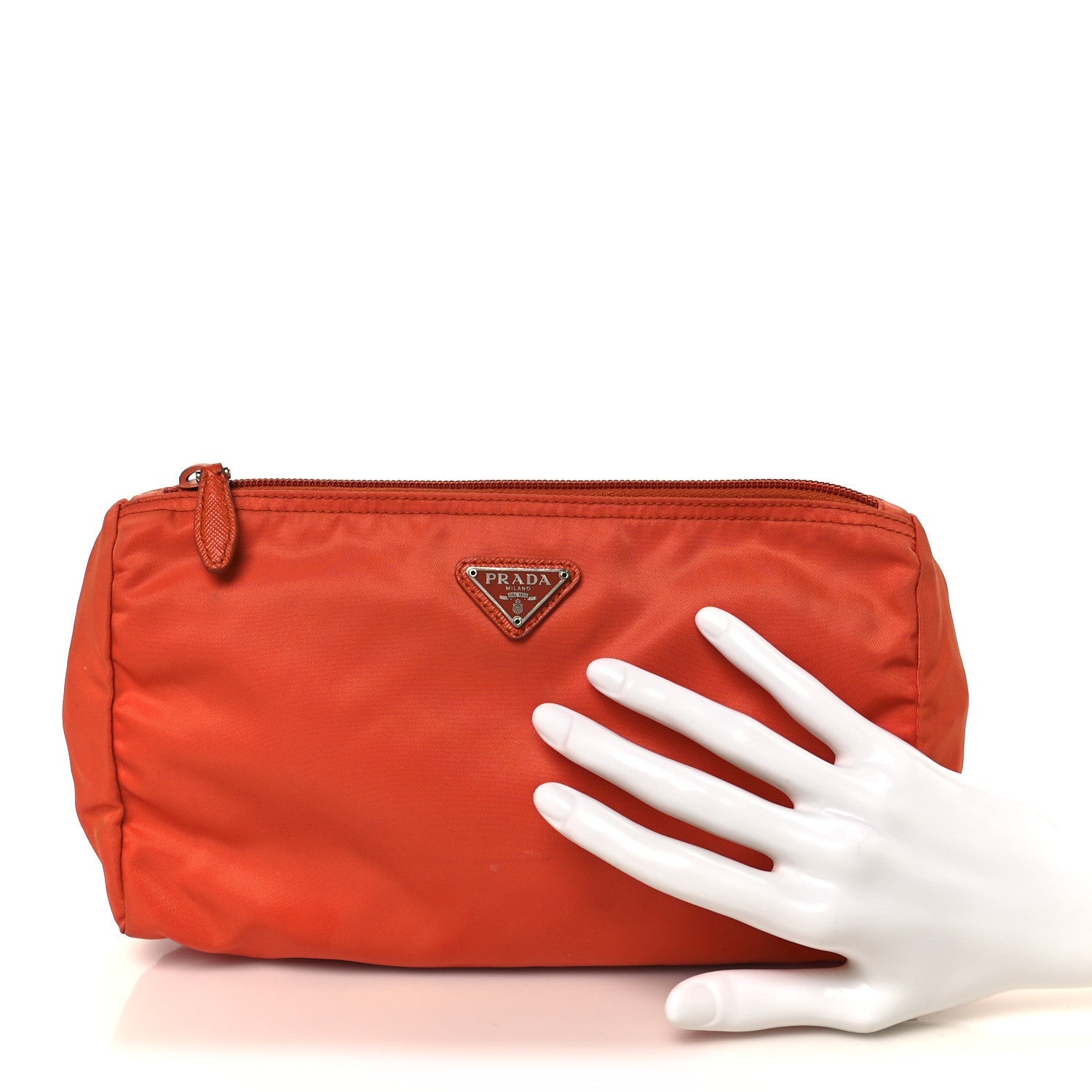 Prada Nylon Vela Cosmetic Pouch Orange