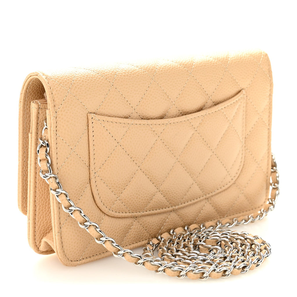 Chanel Caviar Quilted Wallet on Chain WOC Beige