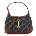 Gucci New Denim GG Monogram Calfskin Mini Jackie 1961 Hobo Blue Tea Cuir