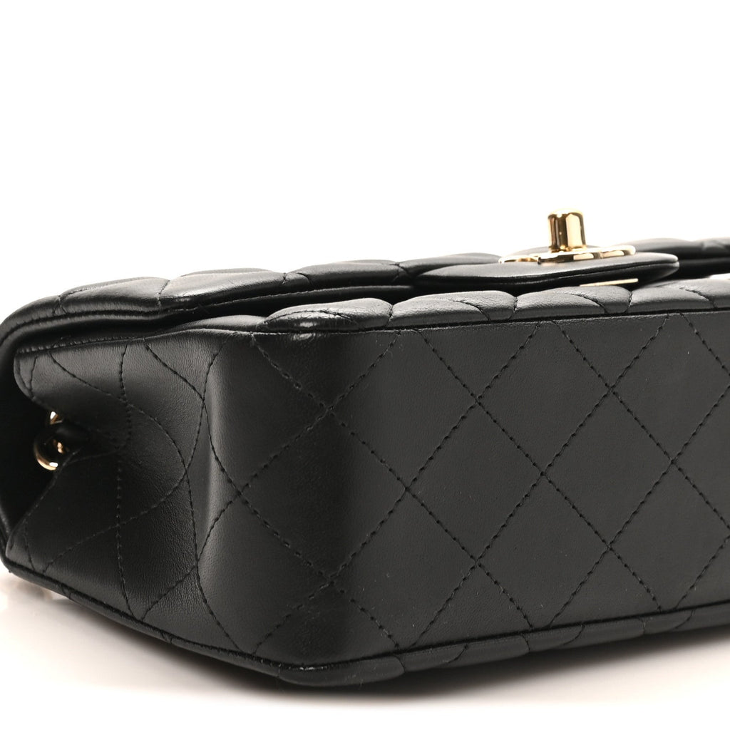 Chanel Lambskin Quilted Mini Rectangular Flap Black