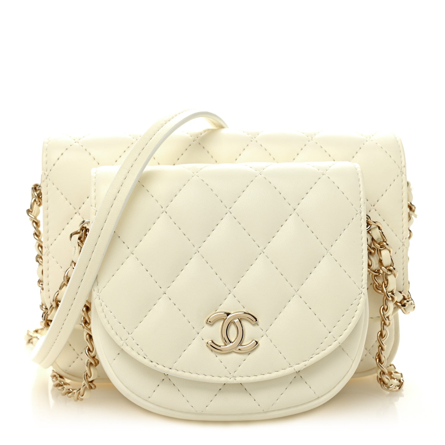Chanel Lambskin Quilted Side Packs White