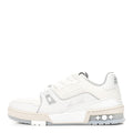 Louis Vuitton Grained Calfskin Womens LV Trainer Sneakers 37 White