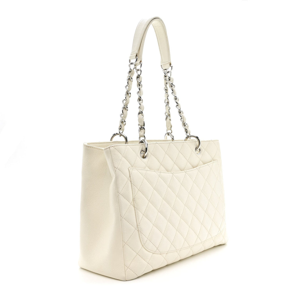 Chanel Caviar Quilted Grand Shopping Tote GST White