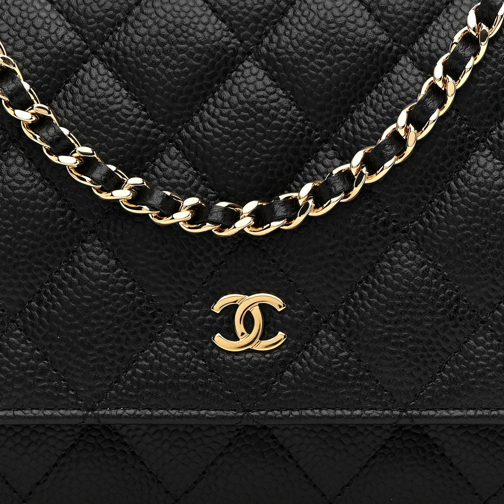 Chanel Caviar Quilted Wallet on Chain WOC Black