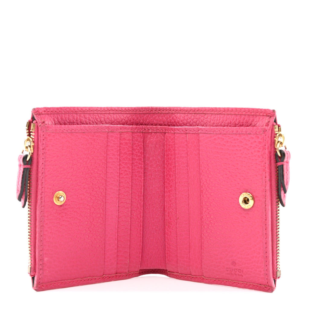 Gucci Dollar Calfskin GG Marmont Compact Wallet Box Pink
