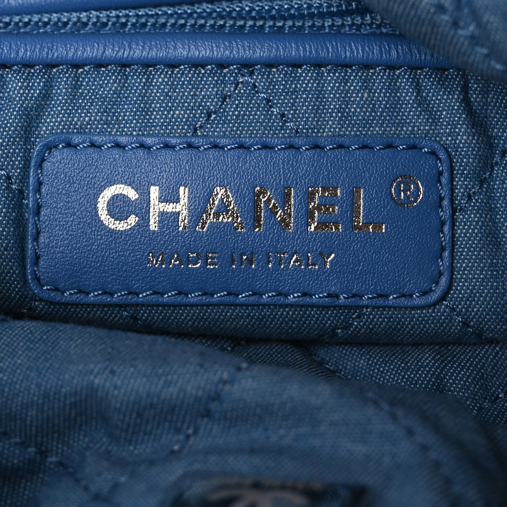 Chanel Denim Quilted Chanel 22 Backpack Blue