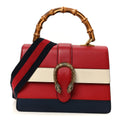 Gucci Calfskin Bamboo Web Medium Dionysus Top Handle Bag Red White Blue