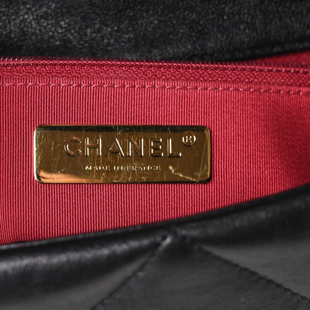 Chanel Goatskin Quilted Large Chanel 19 Flap Black