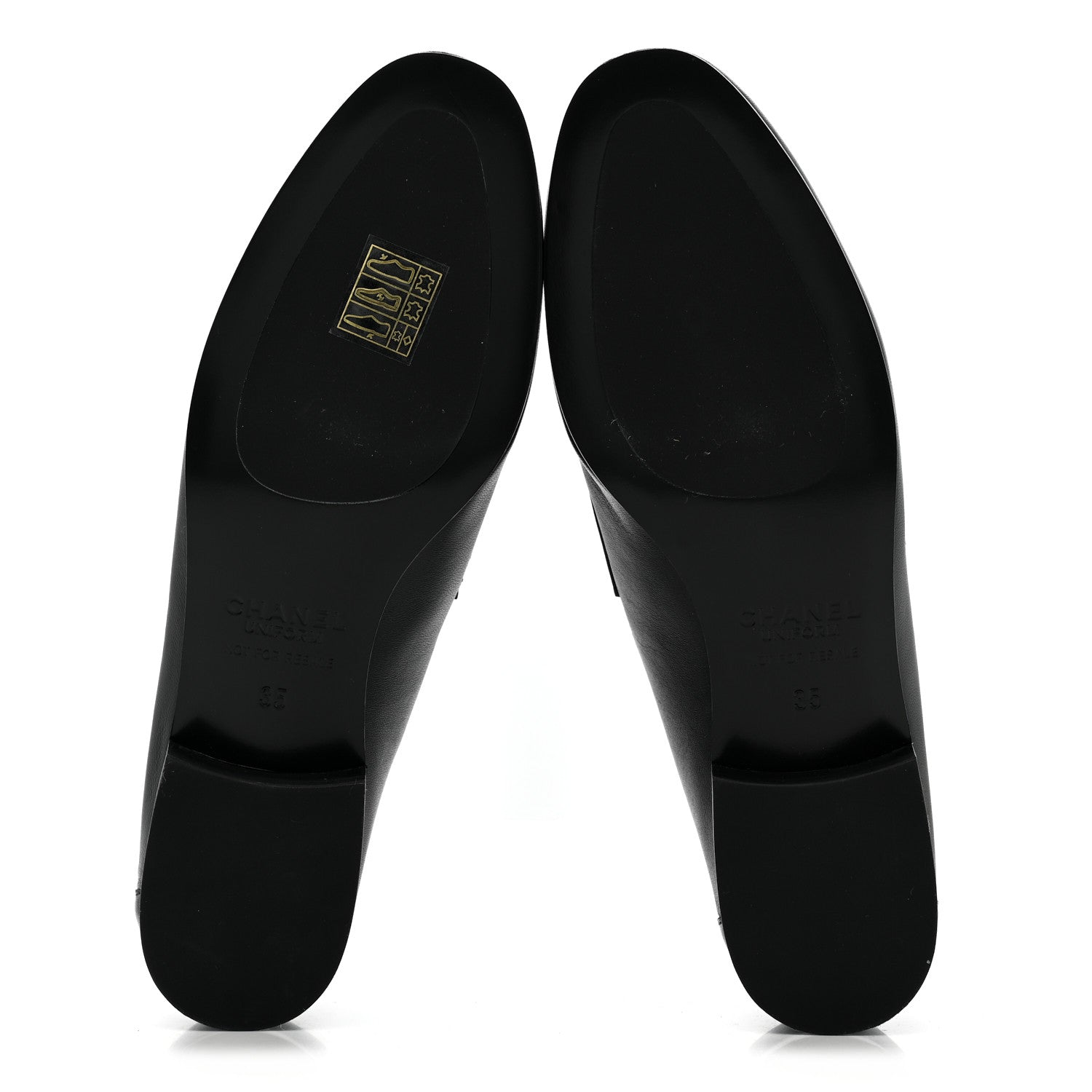 Lambskin Womens Stitched CC Loafers 35 Black