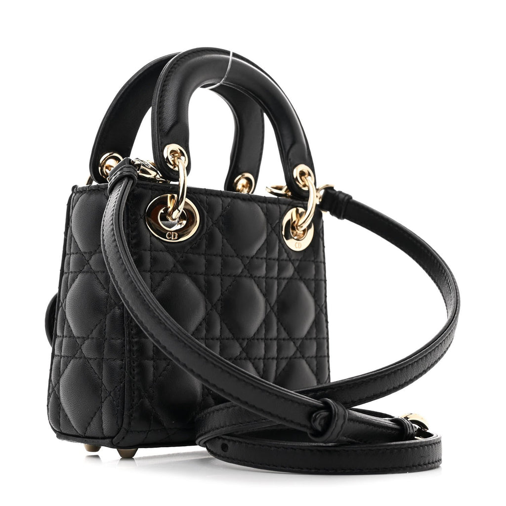 Christian Dior Lambskin Cannage Micro Lady Dior Black