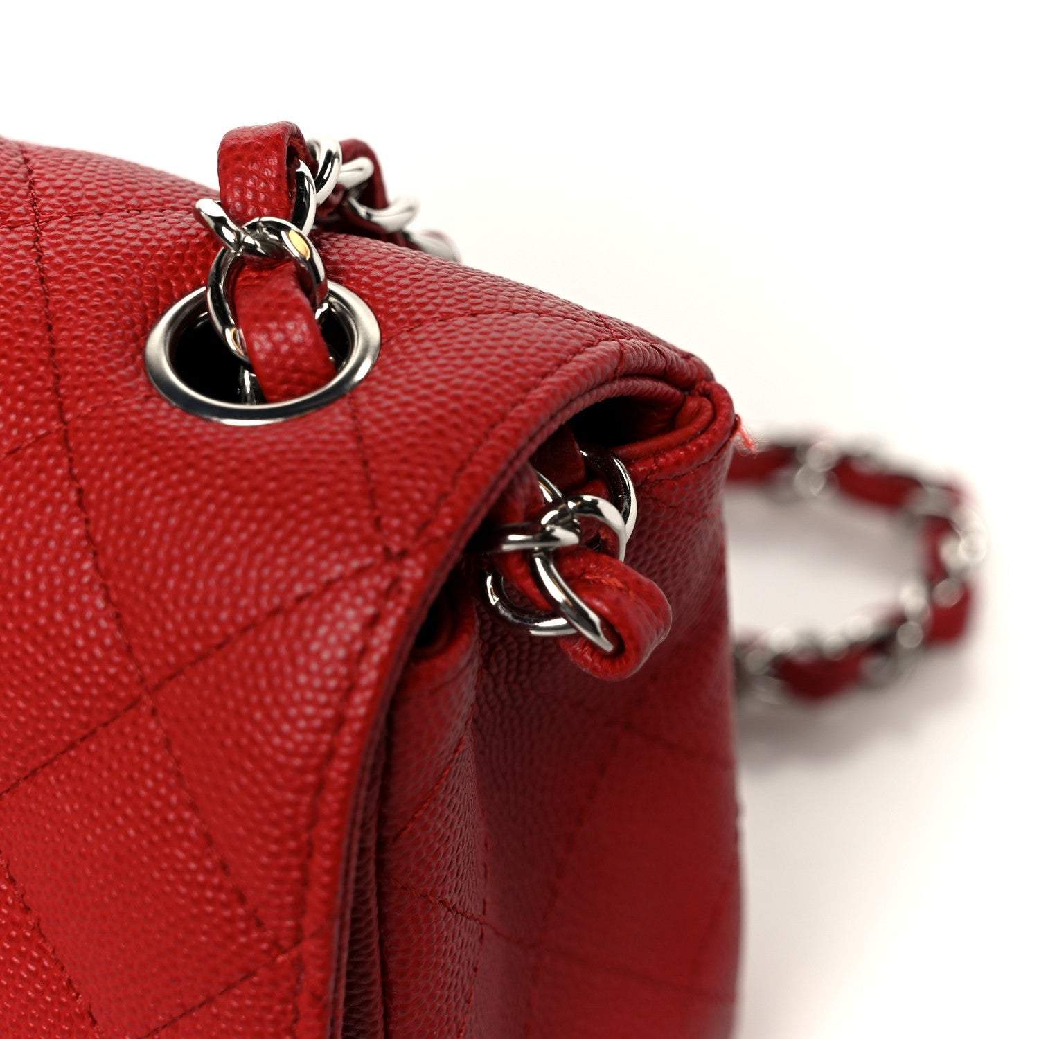 Chanel Caviar Quilted Mini Rectangular Flap Red