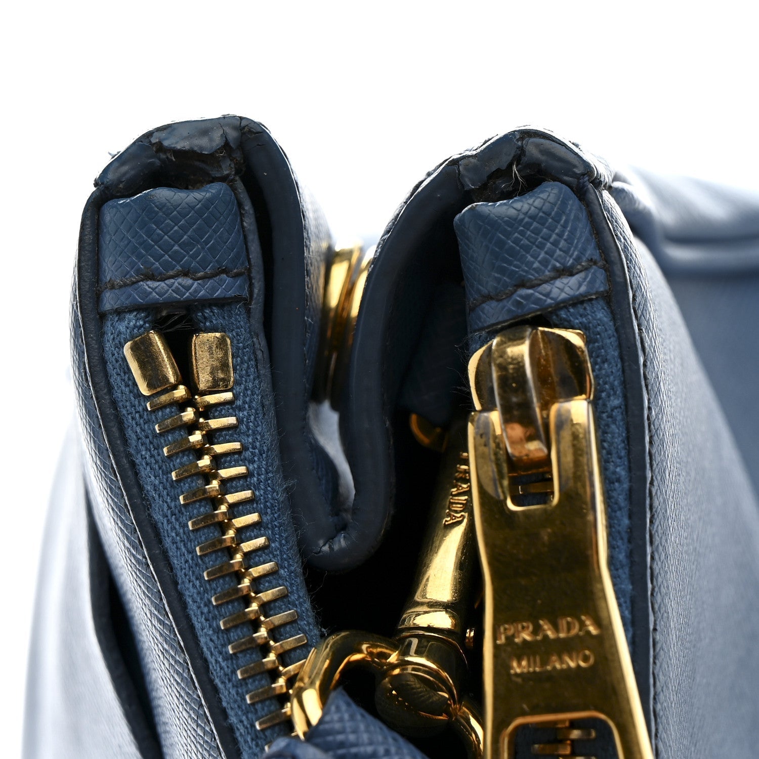 Prada Saffiano Small Galleria Double Zip Tote Cobalto