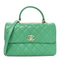 Chanel Lambskin Quilted Medium Trendy CC Flap Dual Handle Bag Green