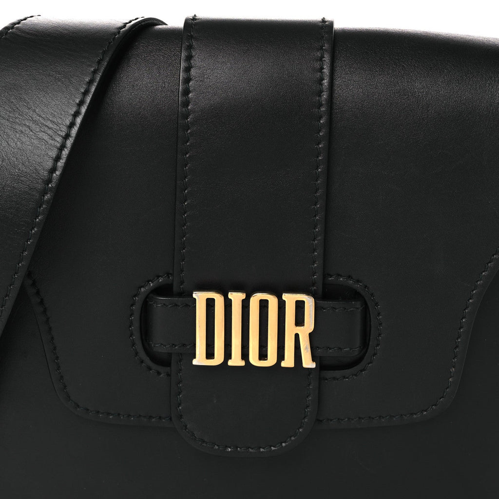 Christian Dior Calfskin D Fence Saddle Bag Black