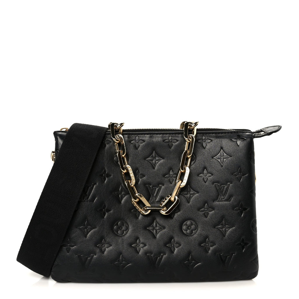 Louis Vuitton Lambskin Embossed Monogram Coussin PM Black