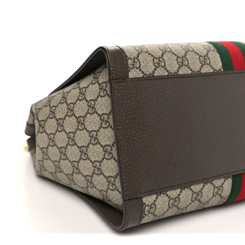 Gucci GG Supreme Monogram Web Medium Ophidia Tote Bag Brown