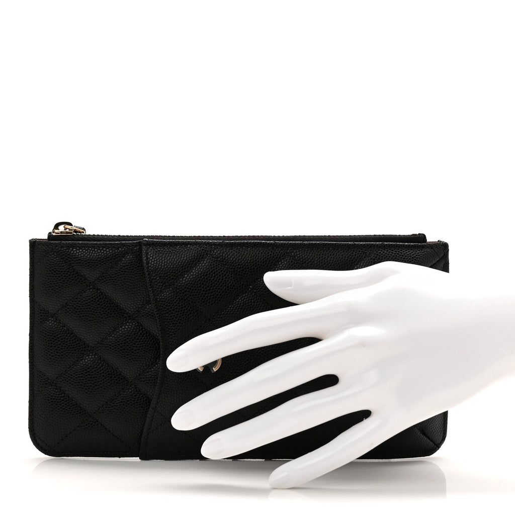 Caviar Quilted Classic iPhone Pouch Black
