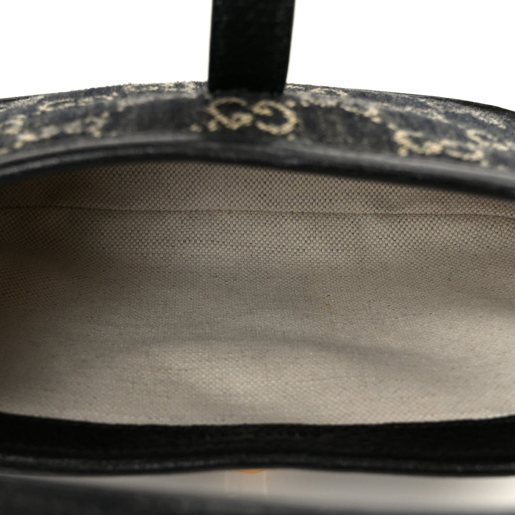 Gucci Jacquard Denim GG Monogram Small Jackie 1961 Hobo Black Ivory