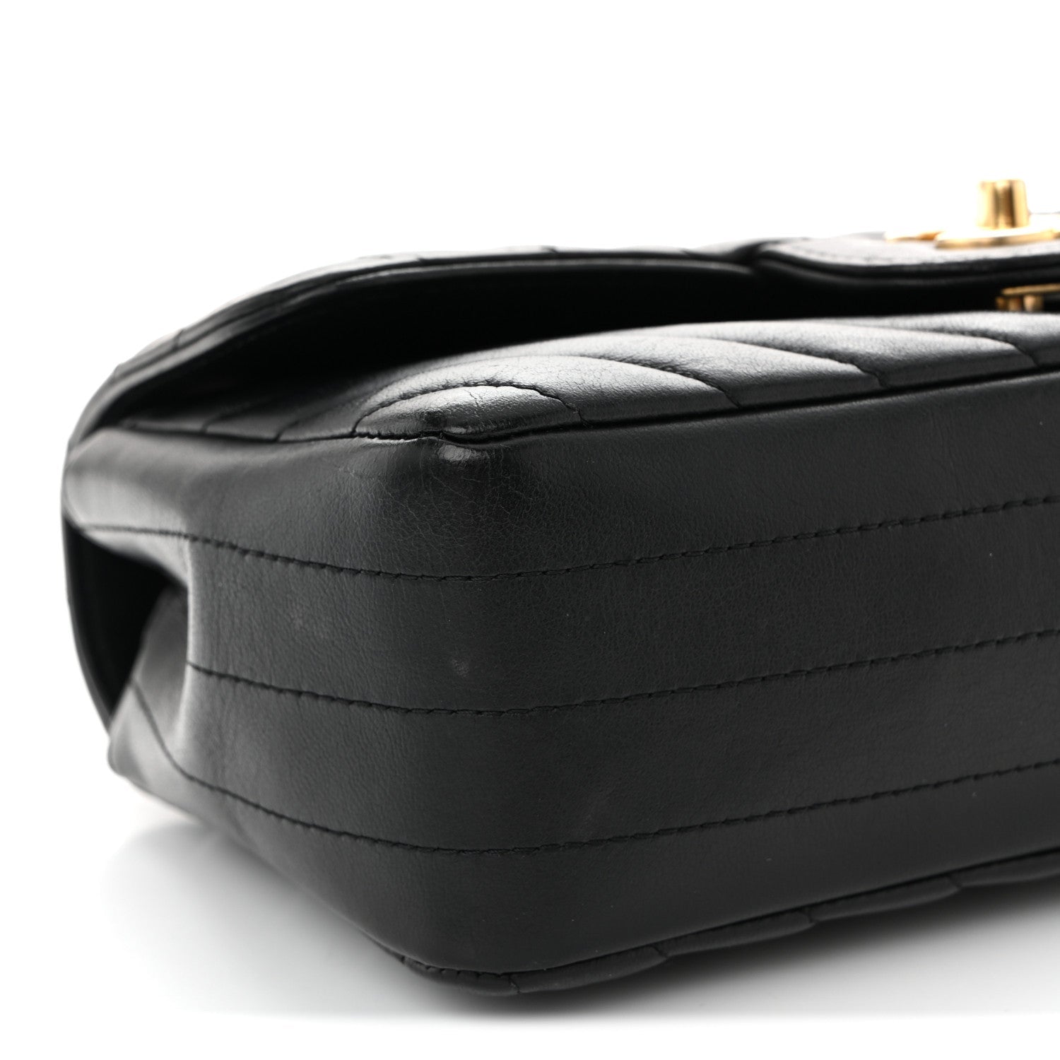 Chanel Lambskin Chevron Quilted Mini Rectangular Flap Black