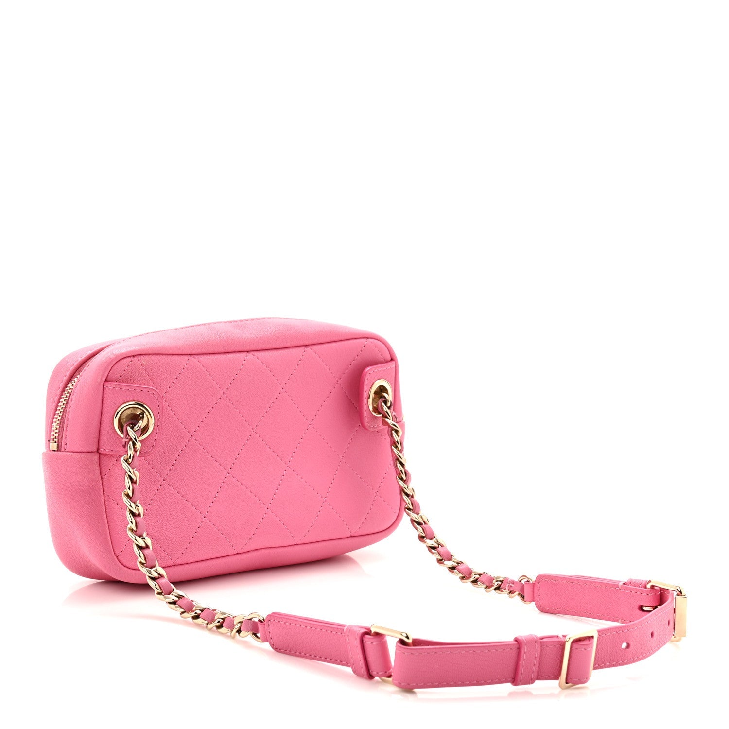 Chanel Goatksin Quilted Casual Trip Waist Bag Pink