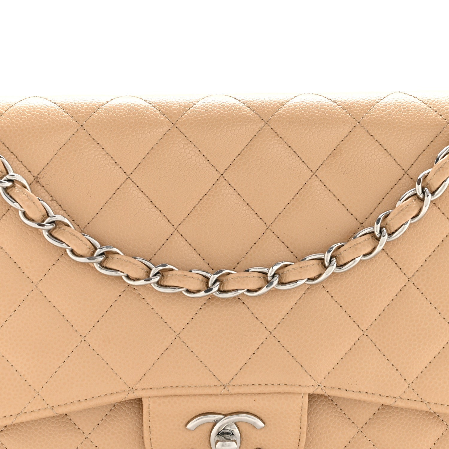 Chanel Caviar Quilted Jumbo Double Flap Beige Clair