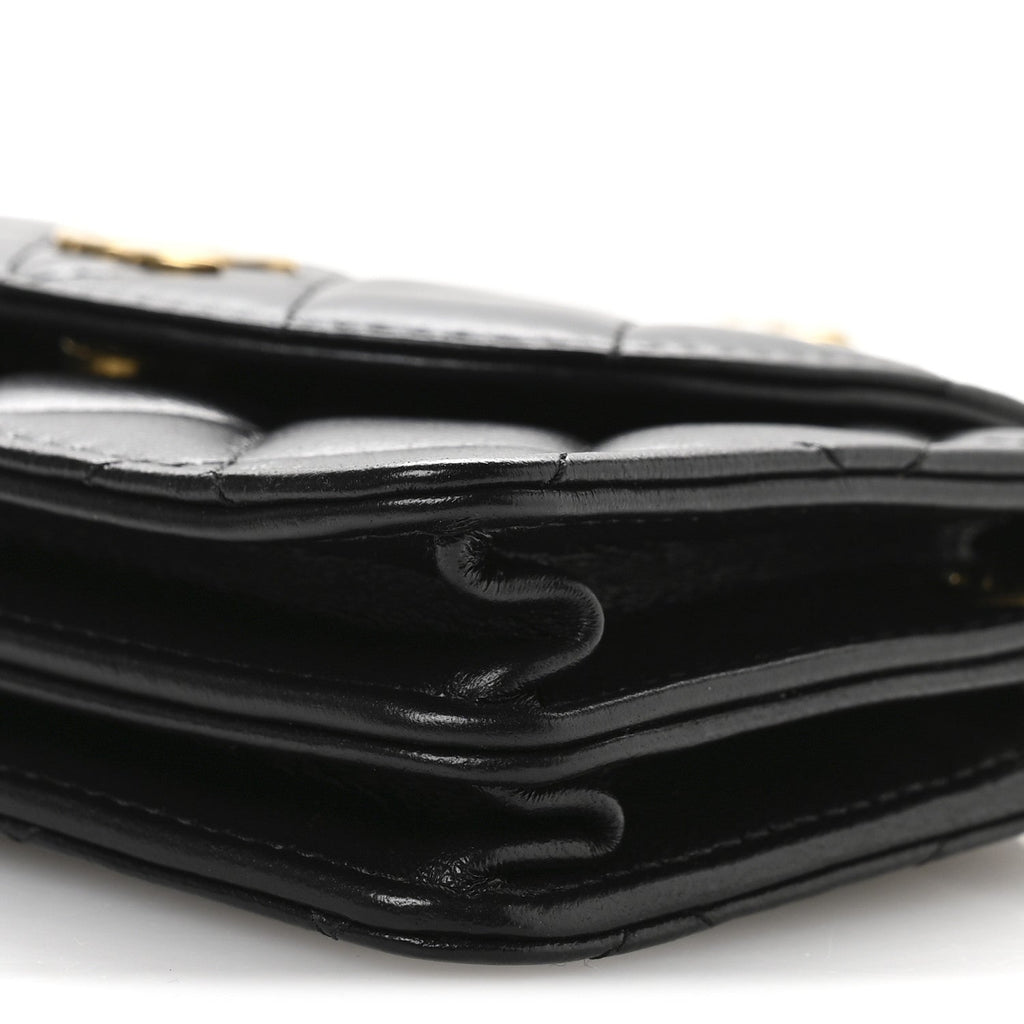 Chanel Lambskin Quilted Phone Holder Flap Black