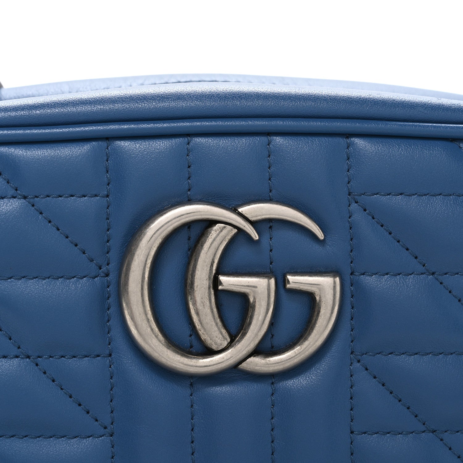 Gucci Calfskin Matelasse Aria Small GG Marmont Chain Shoulder Bag Clear Blue