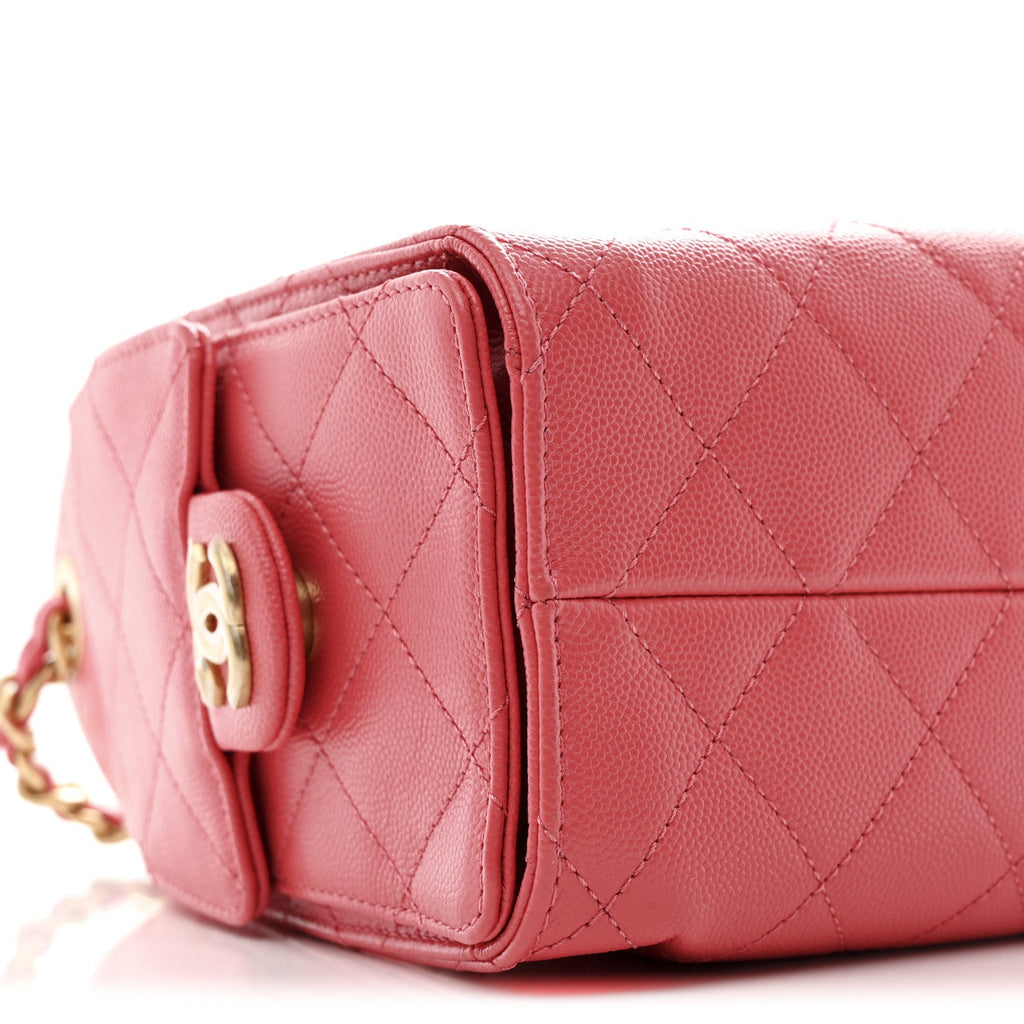 Chanel Caviar Quilted Mini Chanel 25 Handbag Coral