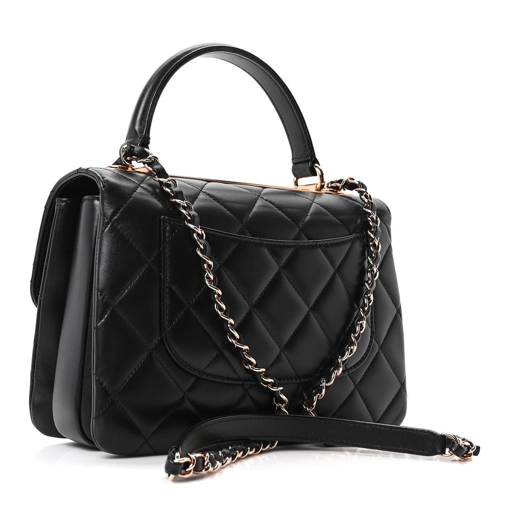 Chanel Lambskin Quilted Small Trendy CC Dual Handle Flap Bag Black
