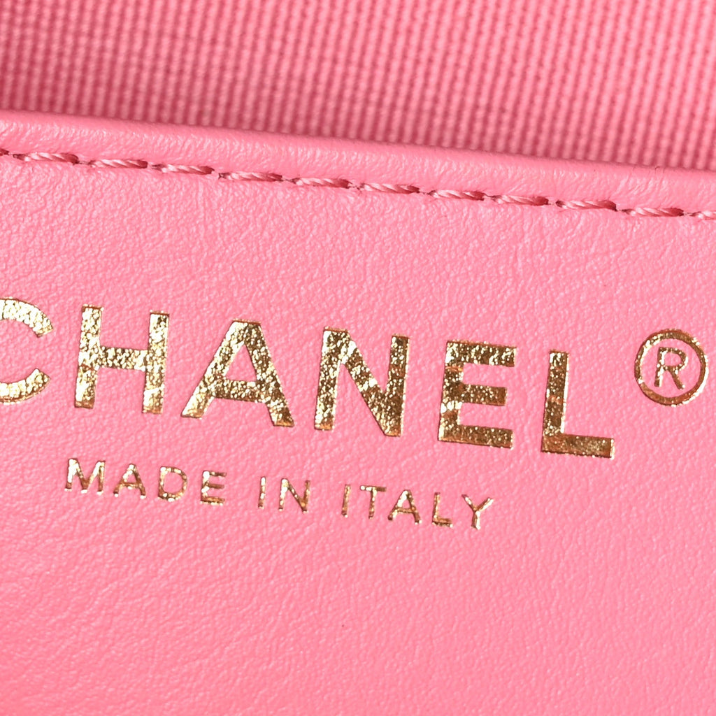 Chanel Caviar Quilted CC Small Top Handle Vanity Case Pink