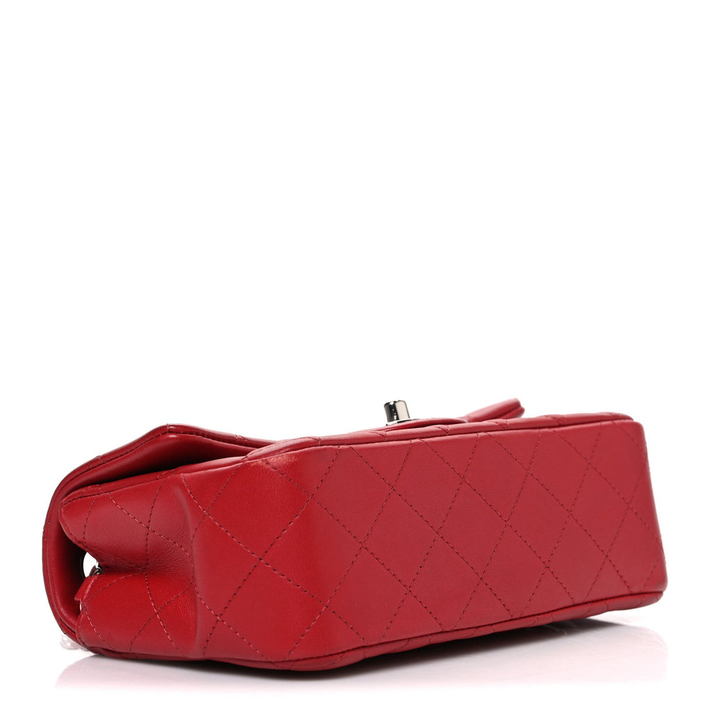 Chanel Lambskin Quilted Mini Rectangular Flap Red