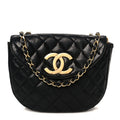 Chanel Lambskin Quilted Half Moon Flap Black