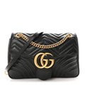 Gucci Calfskin Matelasse Medium GG Marmont Shoulder Bag Black