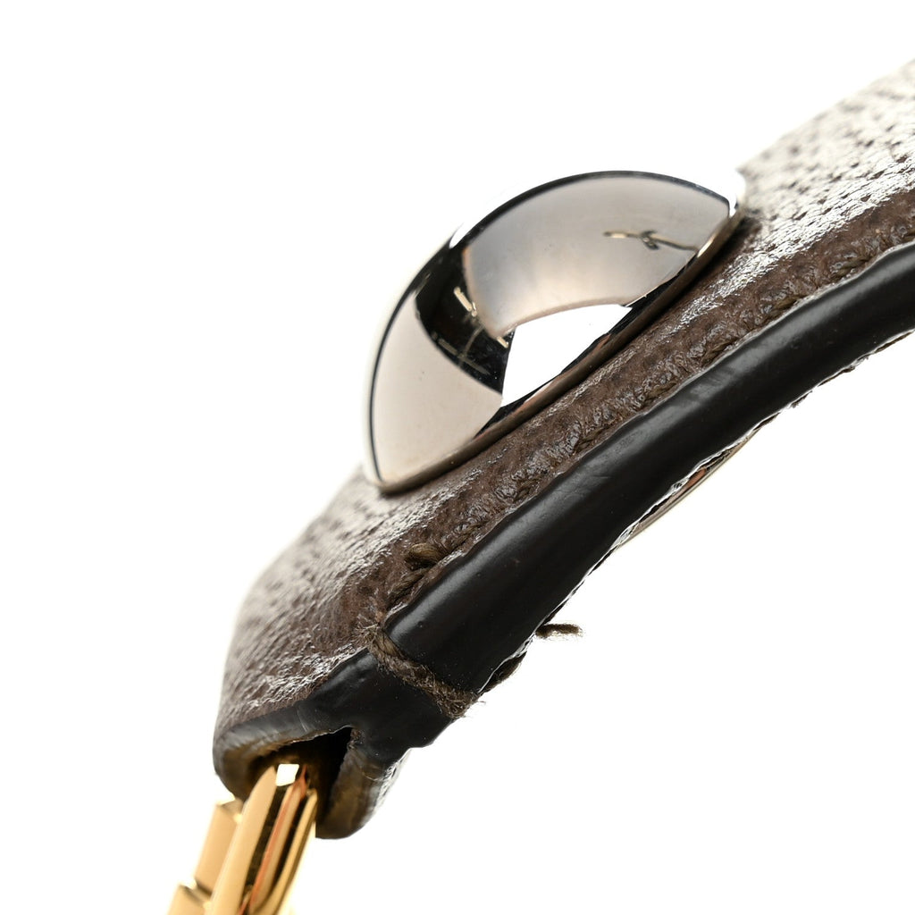 Gucci GG Supreme Monogram Textured Dollar Calfskin Web Medium Blondie Top Handle Shoulder Flap Bag Beige Ebony New Acero