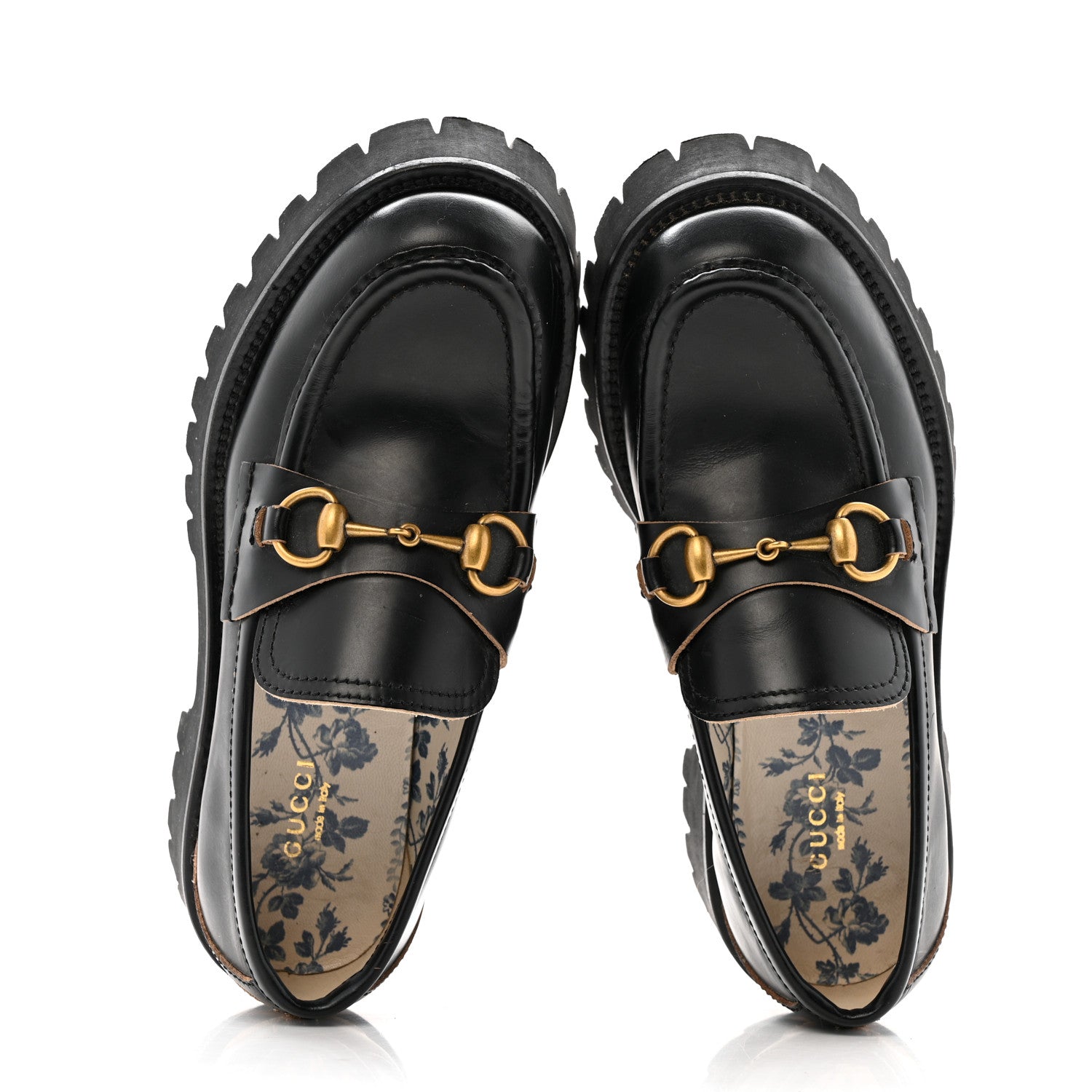Gucci Cordovan Lux Womens Harald Horsebit 25mm Platform Loafers 37.5 Black