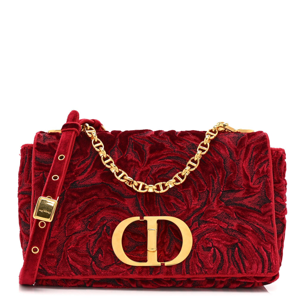 Christian Dior Velvet Rose Medium Caro Bag Rouge