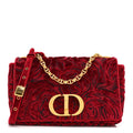 Christian Dior Velvet Rose Medium Caro Bag Rouge