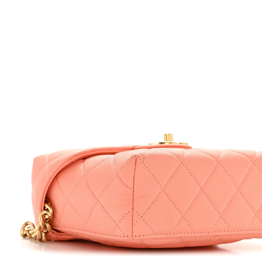 Chanel Caviar Quilted Handy Box Vanity Case Orange