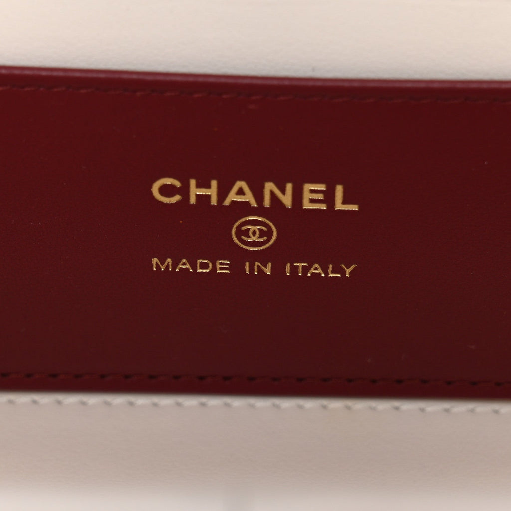 Chanel Shiny Caviar Preppy Coco Long Vanity With Strap White