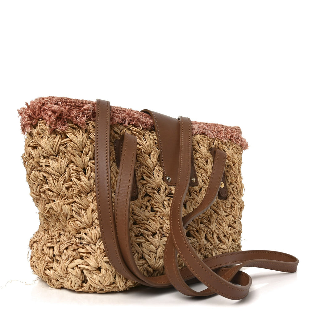Chanel Straw Raffia Tote Natural Pink