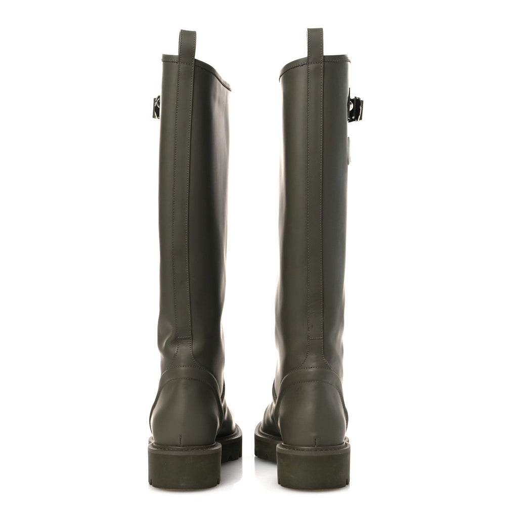 Louis Vuitton Rubber Calfskin Territory Flat High Boots 36 Khaki