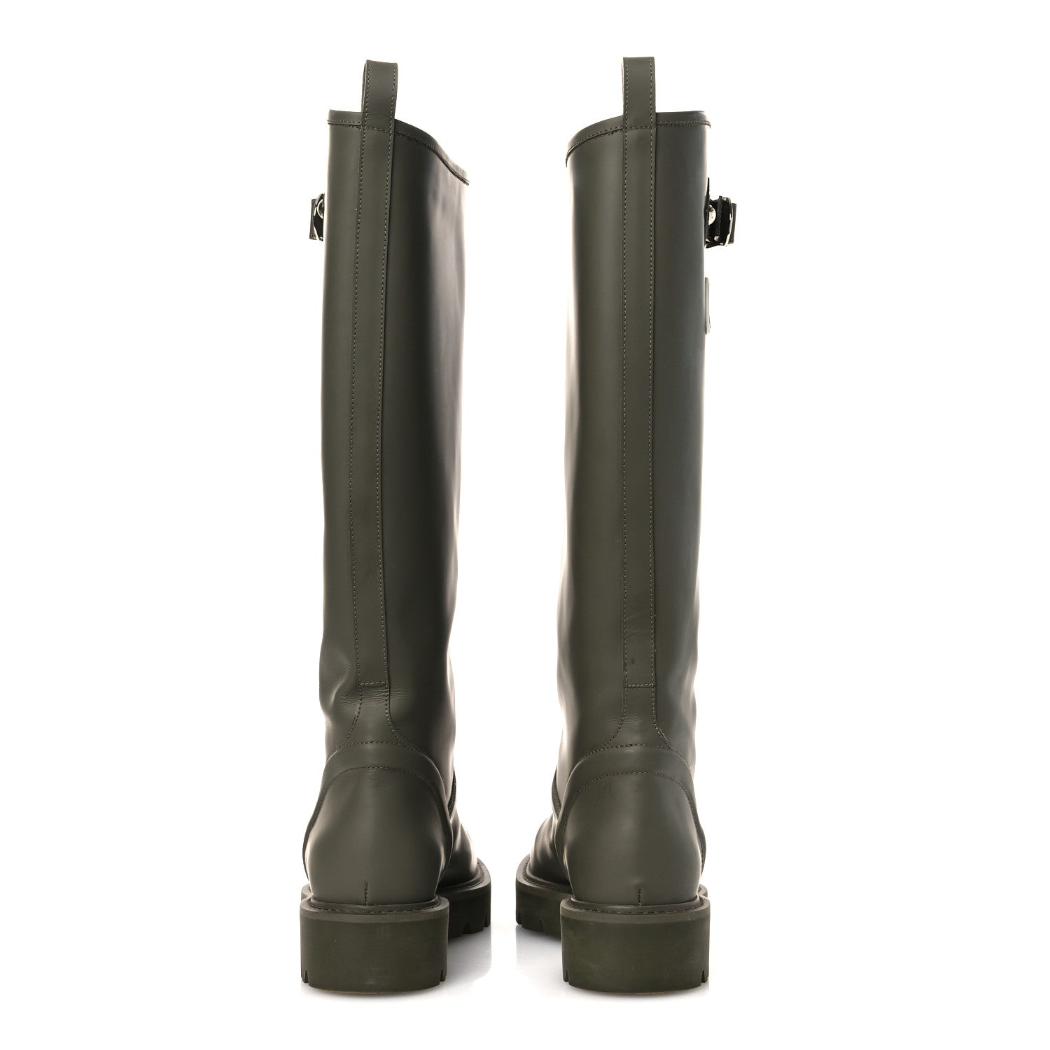 Louis Vuitton Rubber Calfskin Territory Flat High Boots 36 Khaki