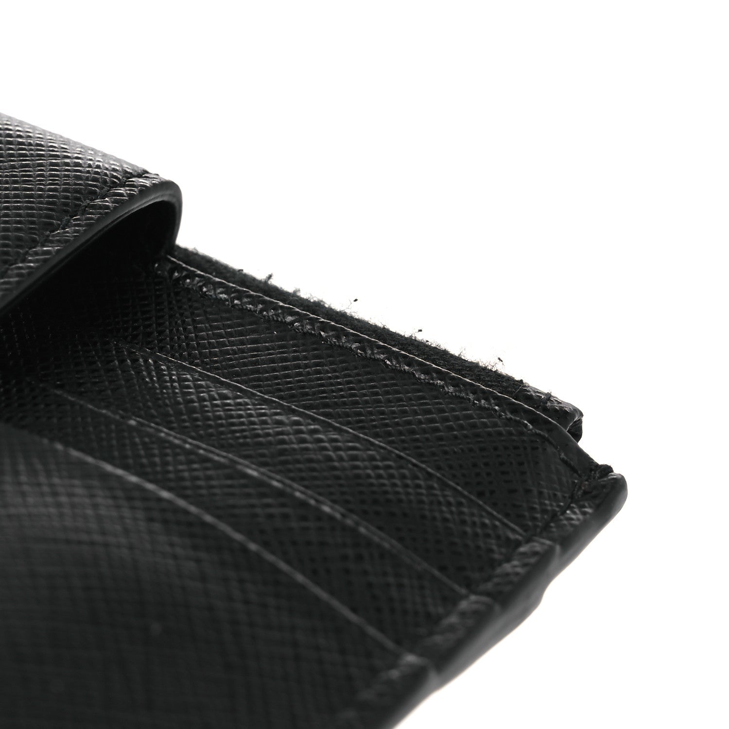 Prada Saffiano Triangle Zip Card Holder Black