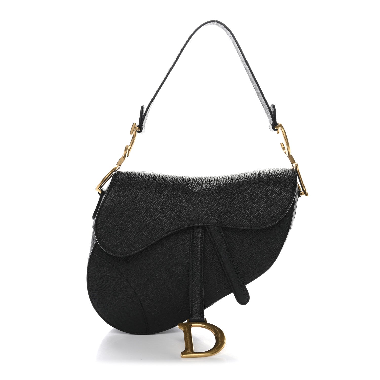 Christian Dior Grained Calfskin Saddle Bag Black
