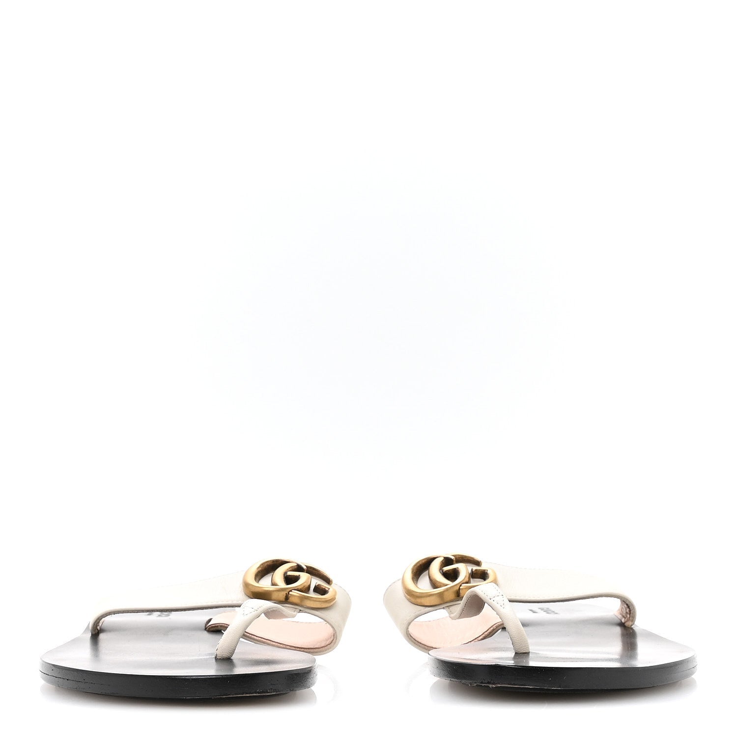 Gucci Calfskin GG Marmont Thong Sandals 36.5 Mystic White