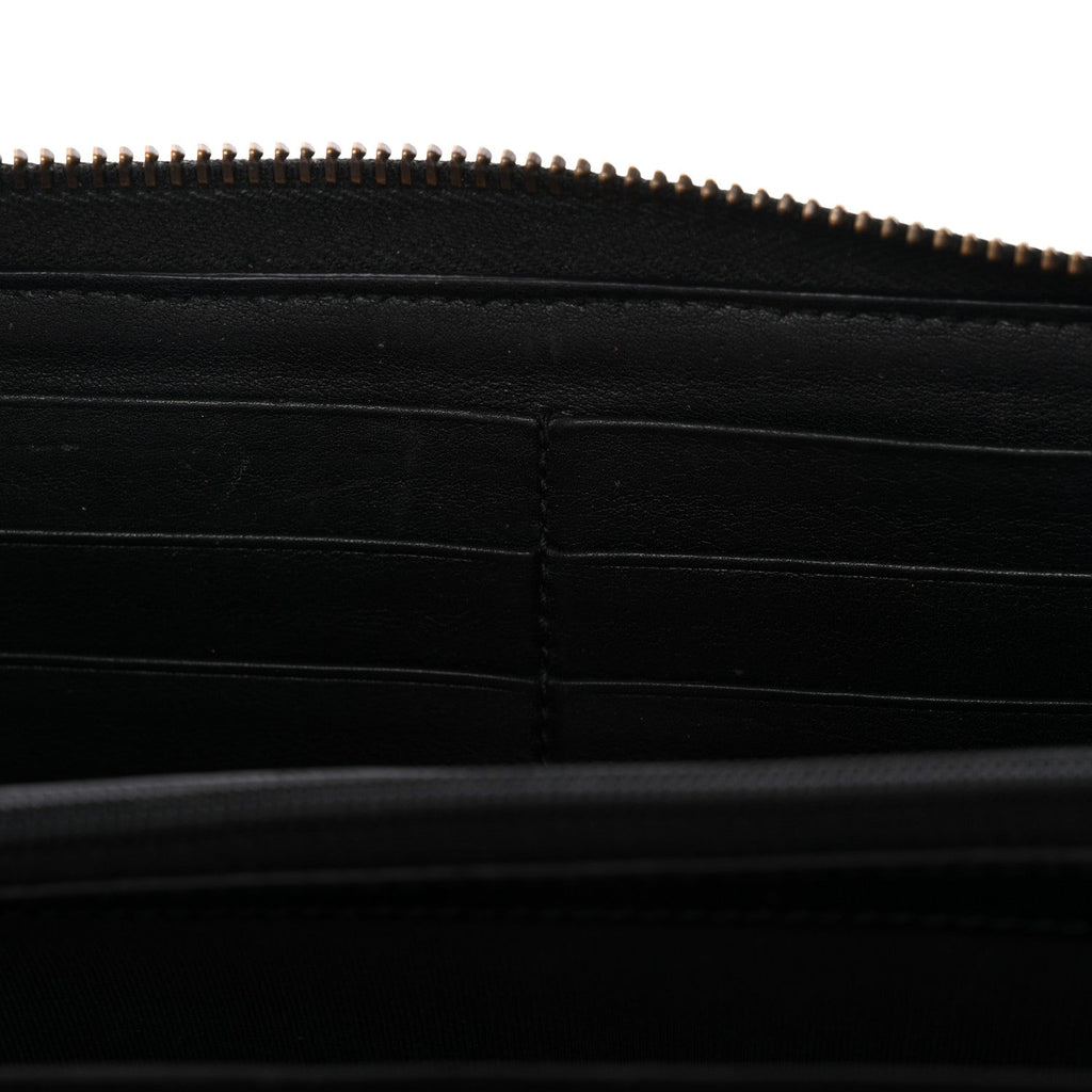 Gucci Calfskin Matelasse GucciGhost GG Marmont Zip Around Wallet Black New Acquamarine