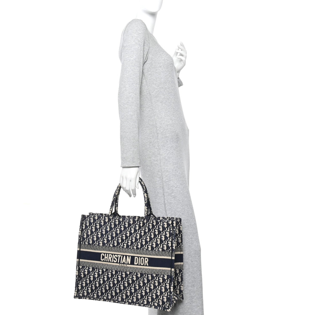 Christian Dior Oblique Large Book Tote Blue Multicolor